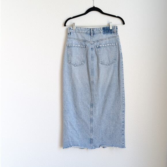Zara Denim Midi Front Slit High Waist Zipper Jean Skirt, size S - Picture 2 of 9